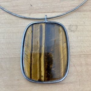 Tigers Eye Sterling Silver Choker Pendant